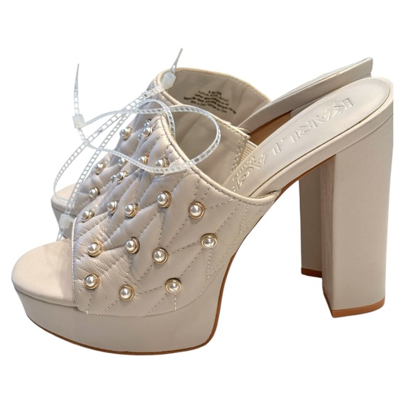 Karl Lagerfeld Pearl Studded AVIVA Platform Sandals - Picture 11 of 16